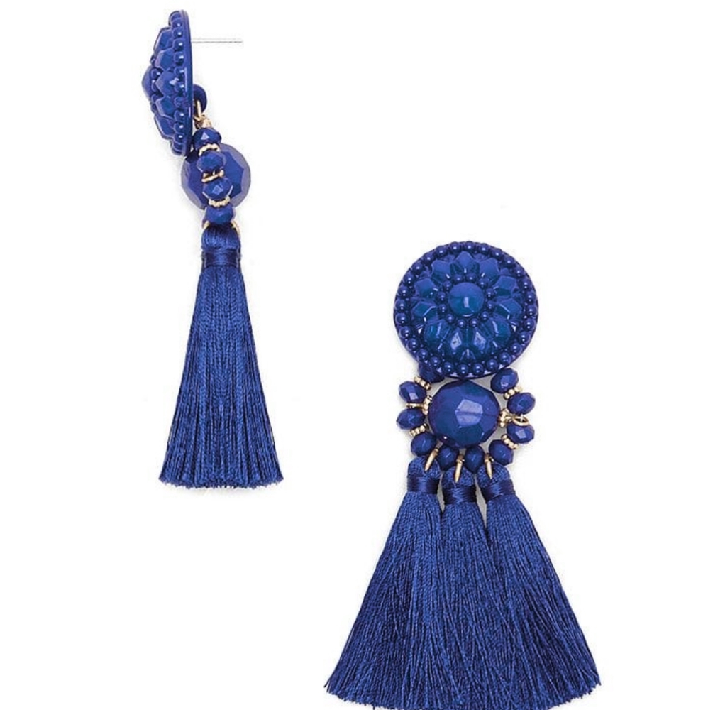 Blue Tassel Earrings - New in Packaging/Never Worn